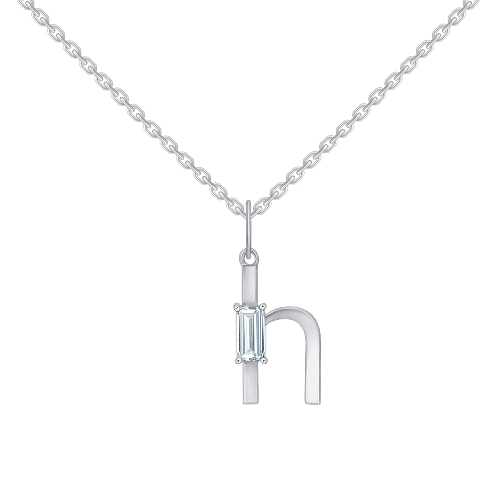 Baguette Cut Initial H Pendant