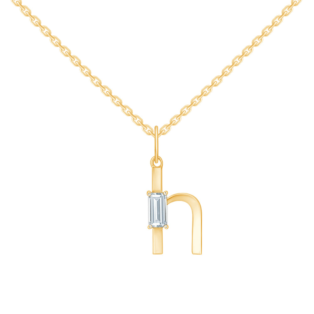 Baguette Cut Initial H Pendant