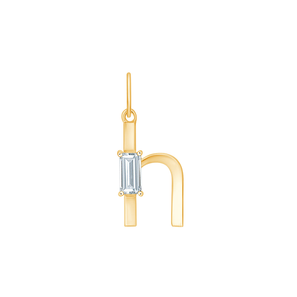 Baguette Cut Initial H Pendant