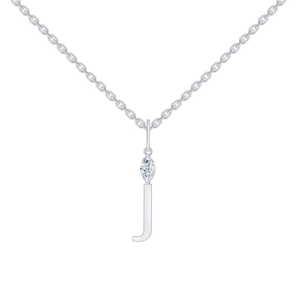 Marquise Cut Initial J Pendant