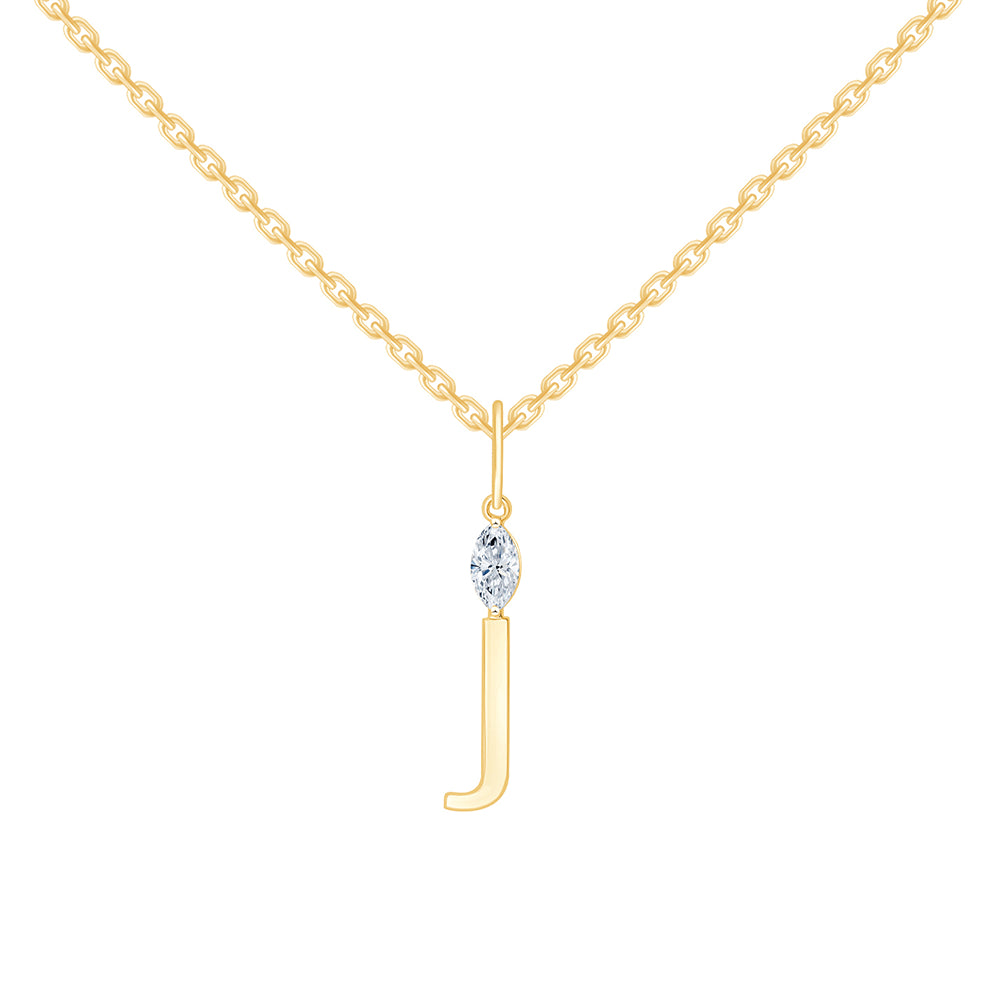 Marquise Cut Initial J Pendant