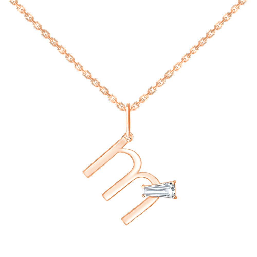 Baguette Cut Initial M Pendant