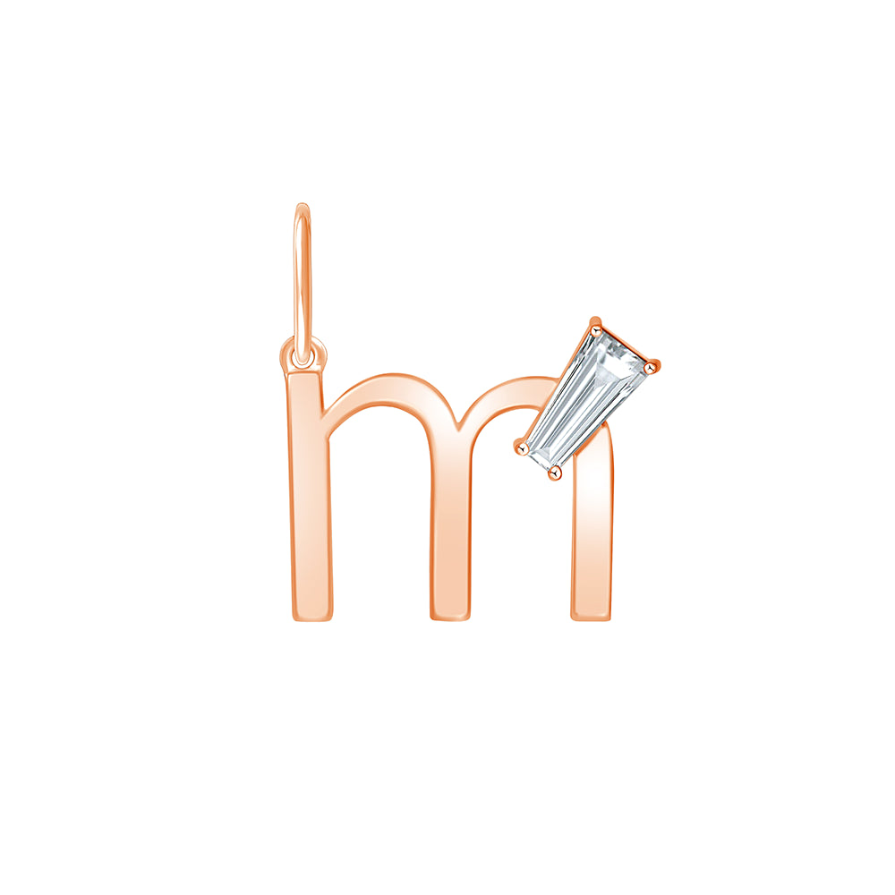 Baguette Cut Initial M Pendant