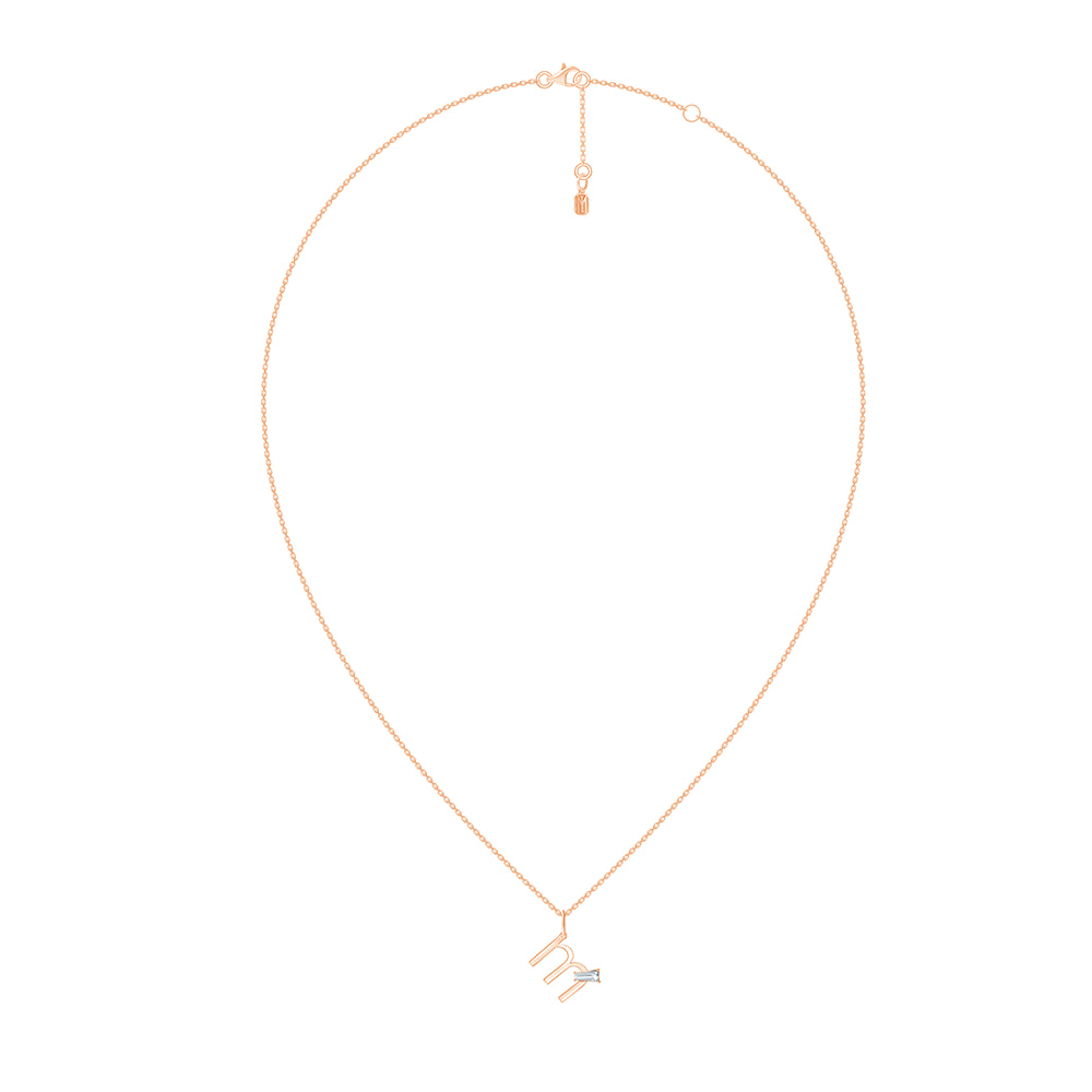 Baguette Cut Initial M Pendant