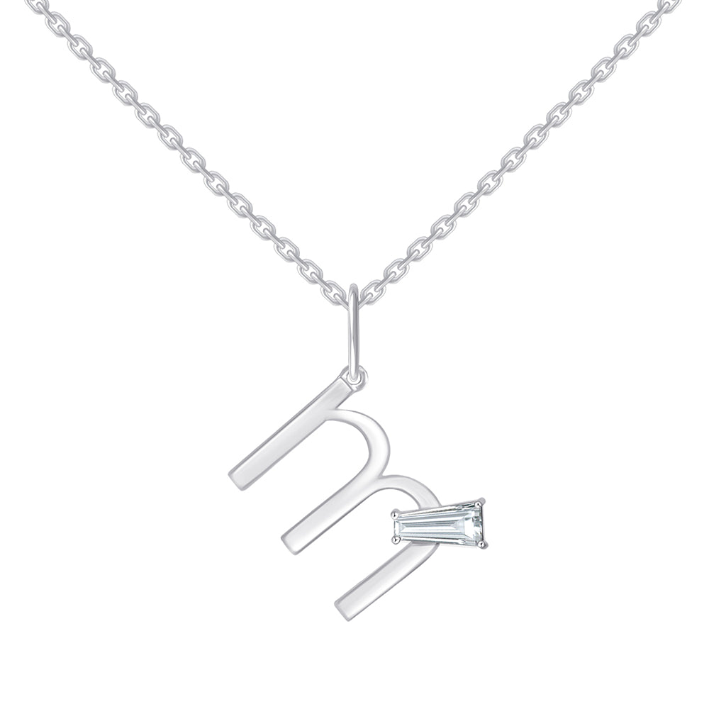 Baguette Cut Initial M Pendant