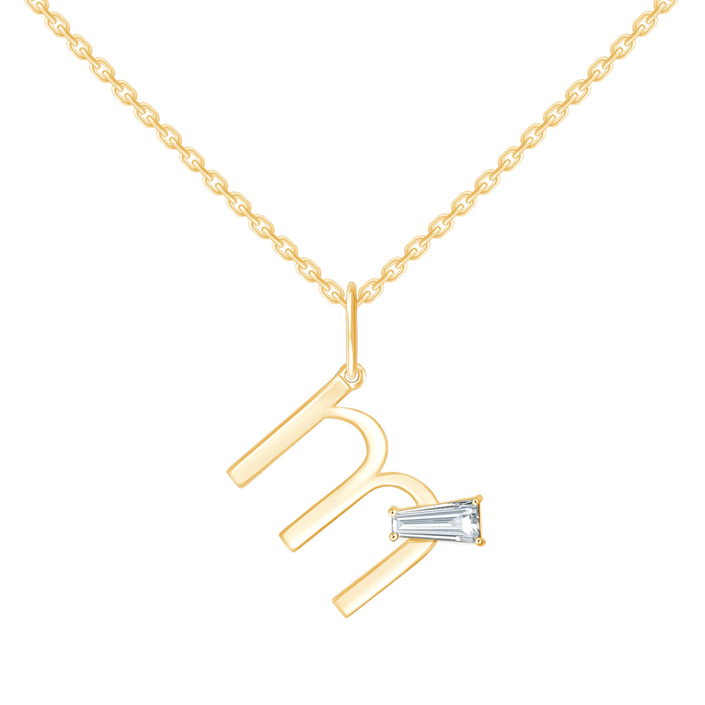 Baguette Cut Initial M Pendant