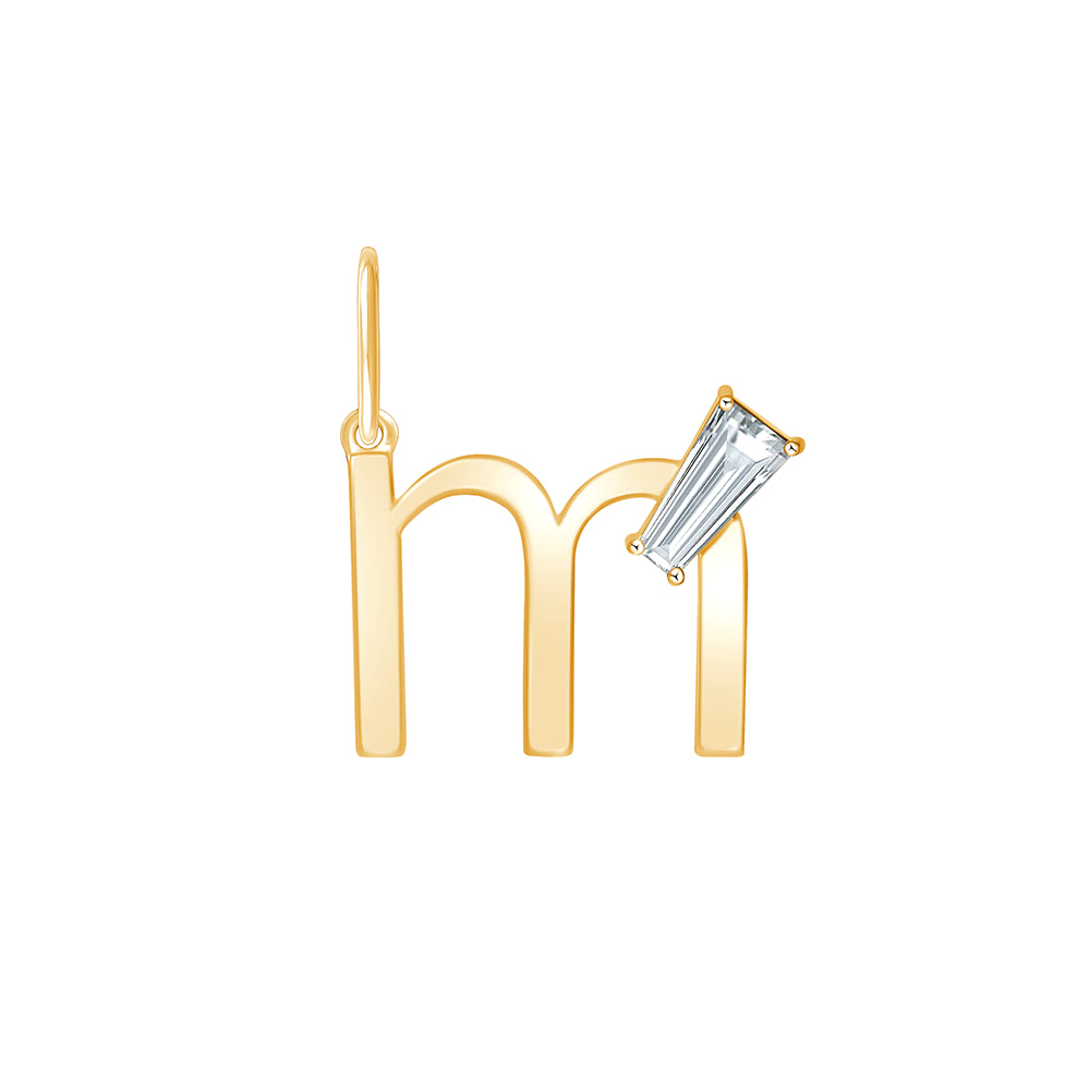 Baguette Cut Initial M Pendant