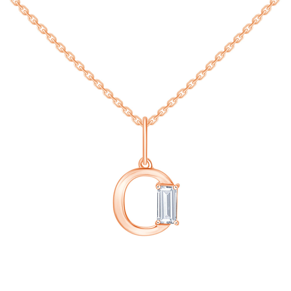 Baguette Cut Initial O Pendant