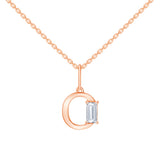 Baguette Cut Initial O Pendant