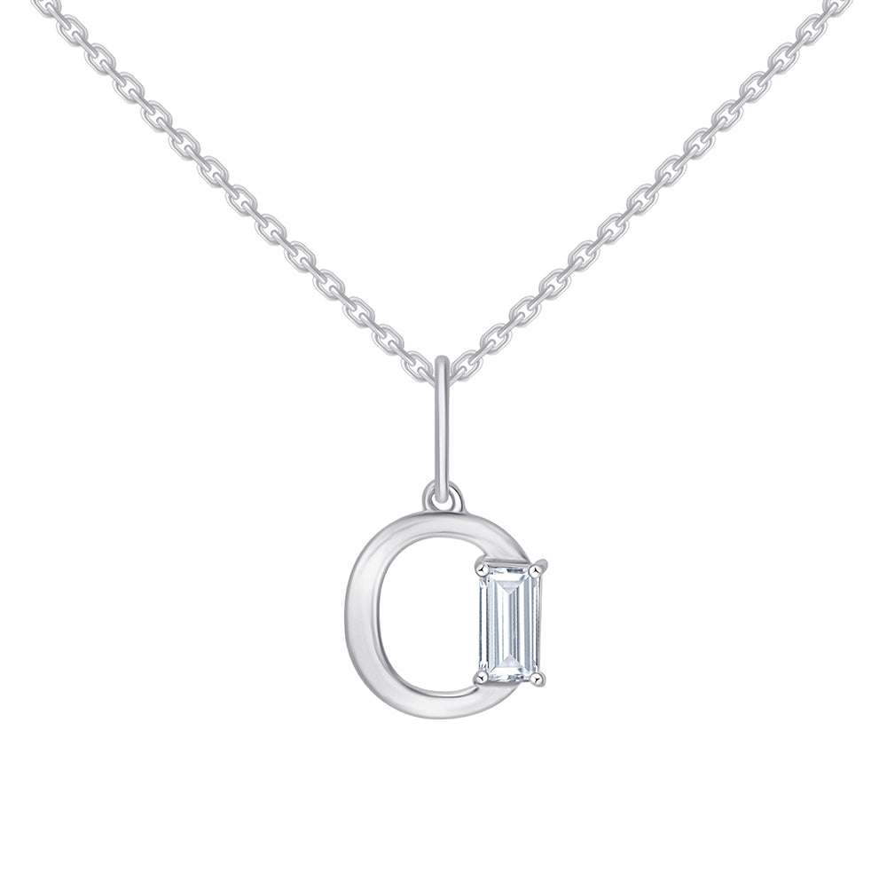 Baguette Cut Initial O Pendant