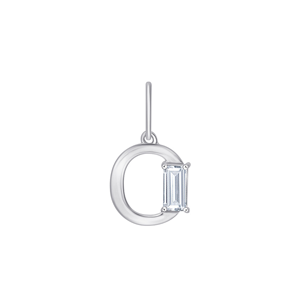 Baguette Cut Initial O Pendant
