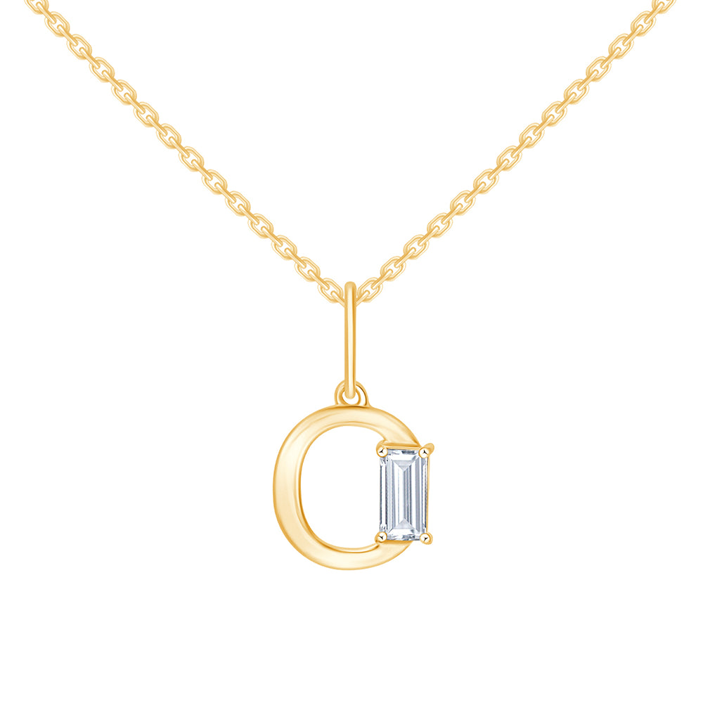 Baguette Cut Initial O Pendant
