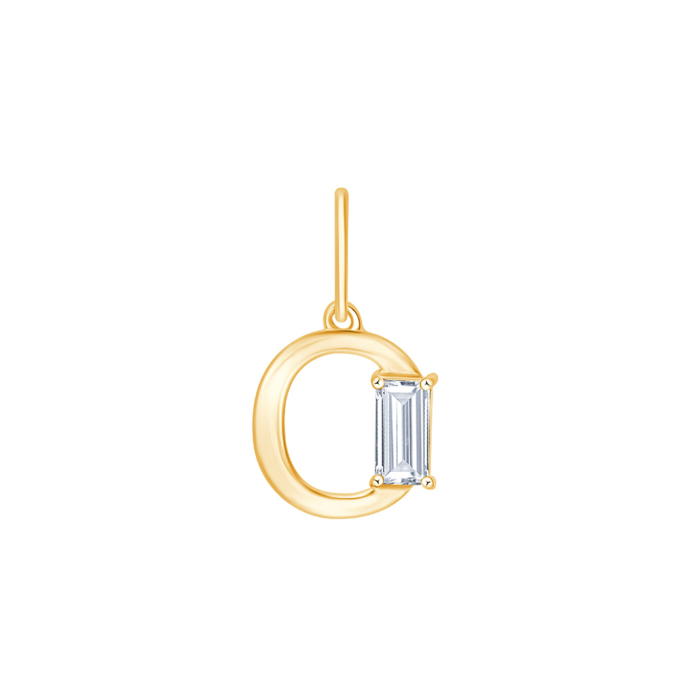 Baguette Cut Initial O Pendant