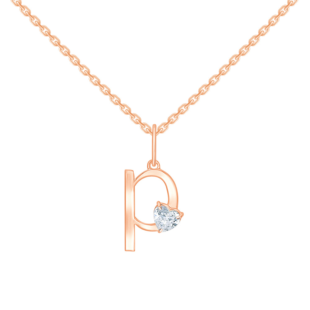Heart Cut Initial P Pendant