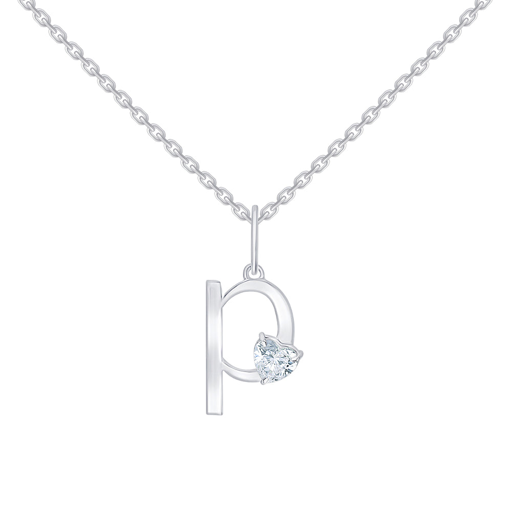 Heart Cut Initial P Pendant