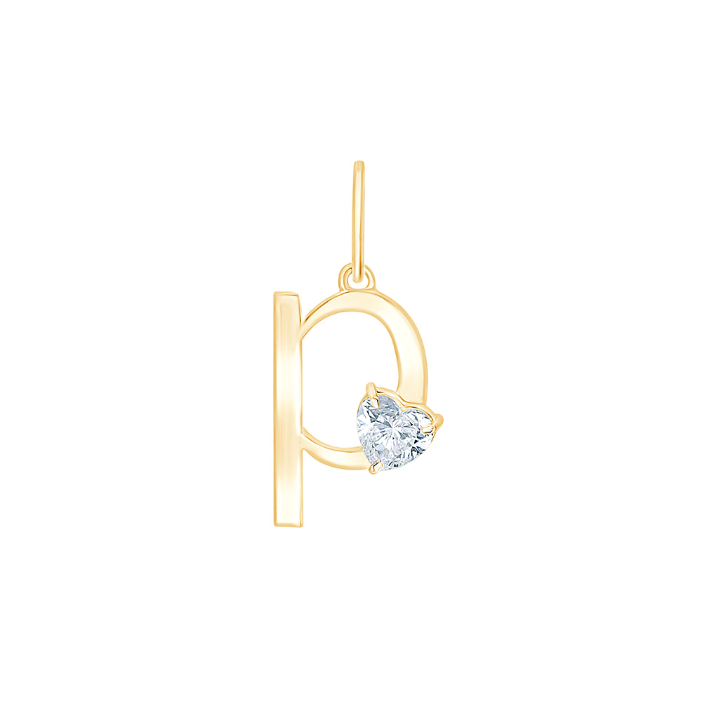 Heart Cut Initial P Pendant