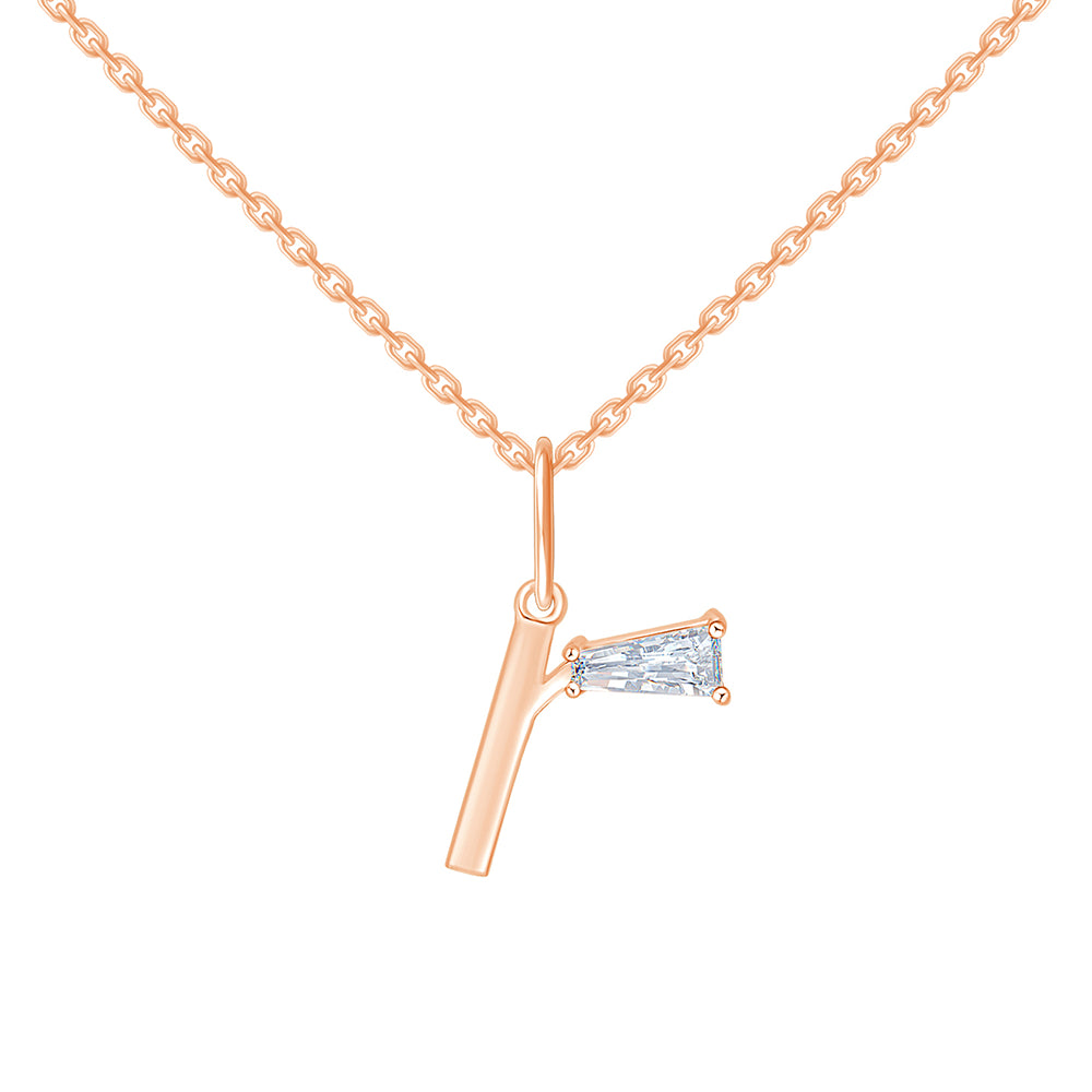 Baguette Cut Initial R Pendant