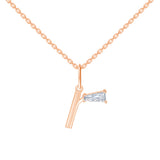 Baguette Cut Initial R Pendant