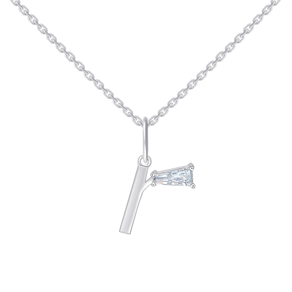 Baguette Cut Initial R Pendant