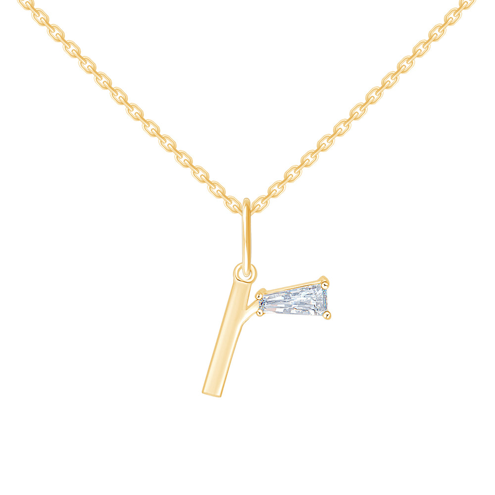 Baguette Cut Initial R Pendant