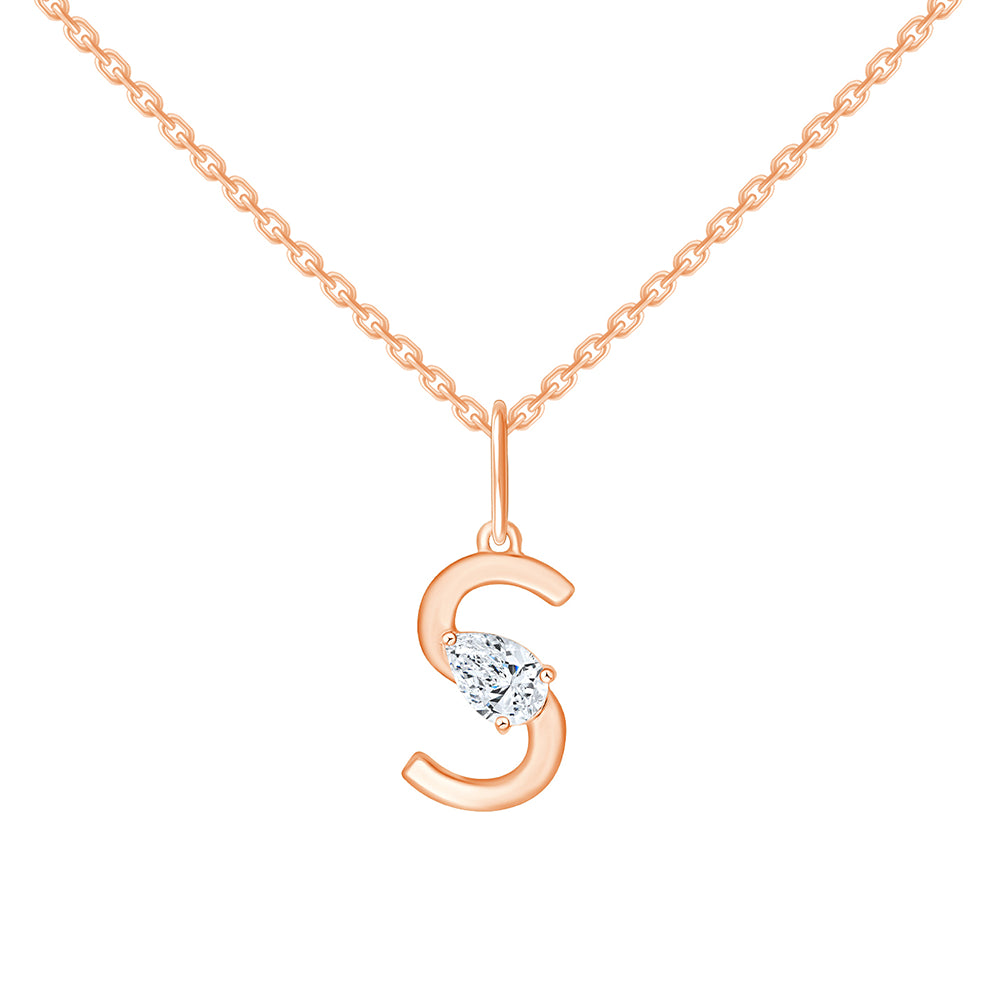 Pear Cut Initial S Pendant