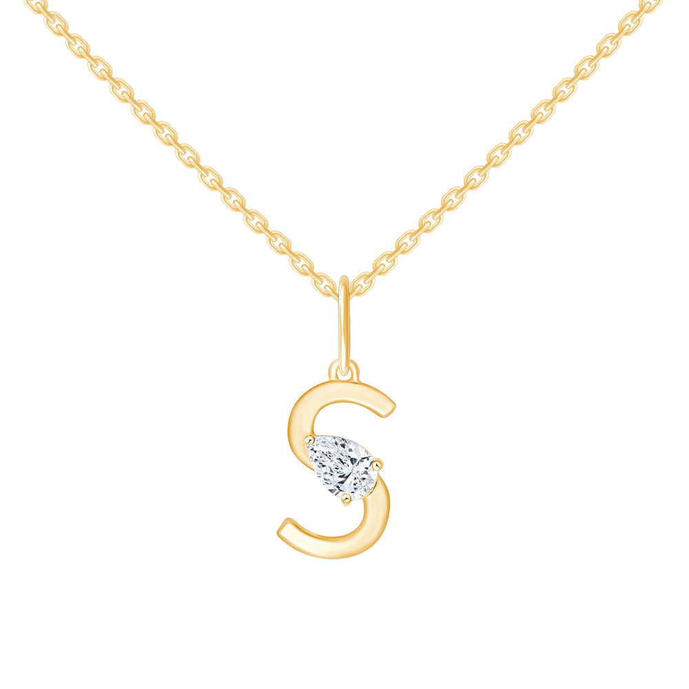 Pear Cut Initial S Pendant
