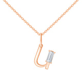Baguette Cut Initial U Pendant