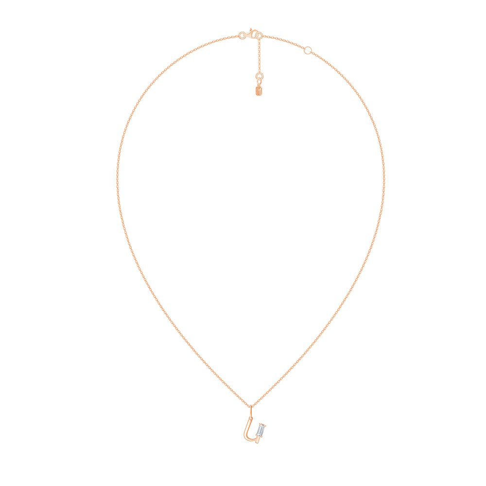 Baguette Cut Initial U Pendant
