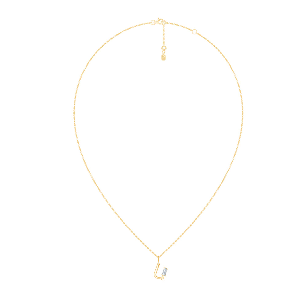 Baguette Cut Initial U Pendant