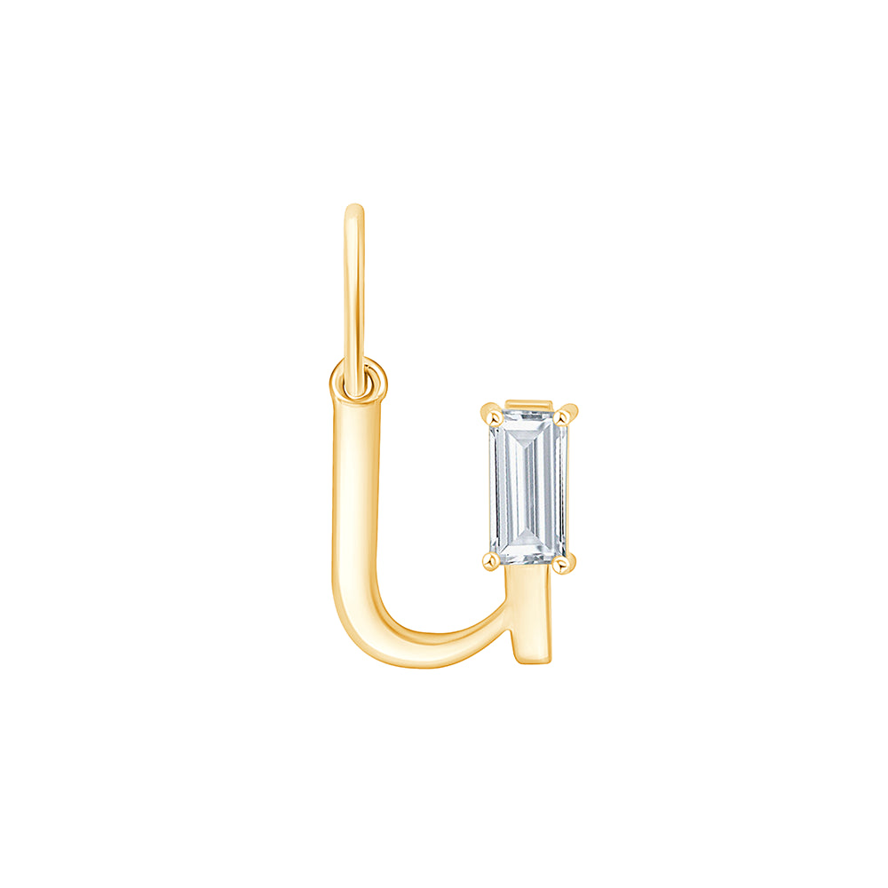 Baguette Cut Initial U Pendant
