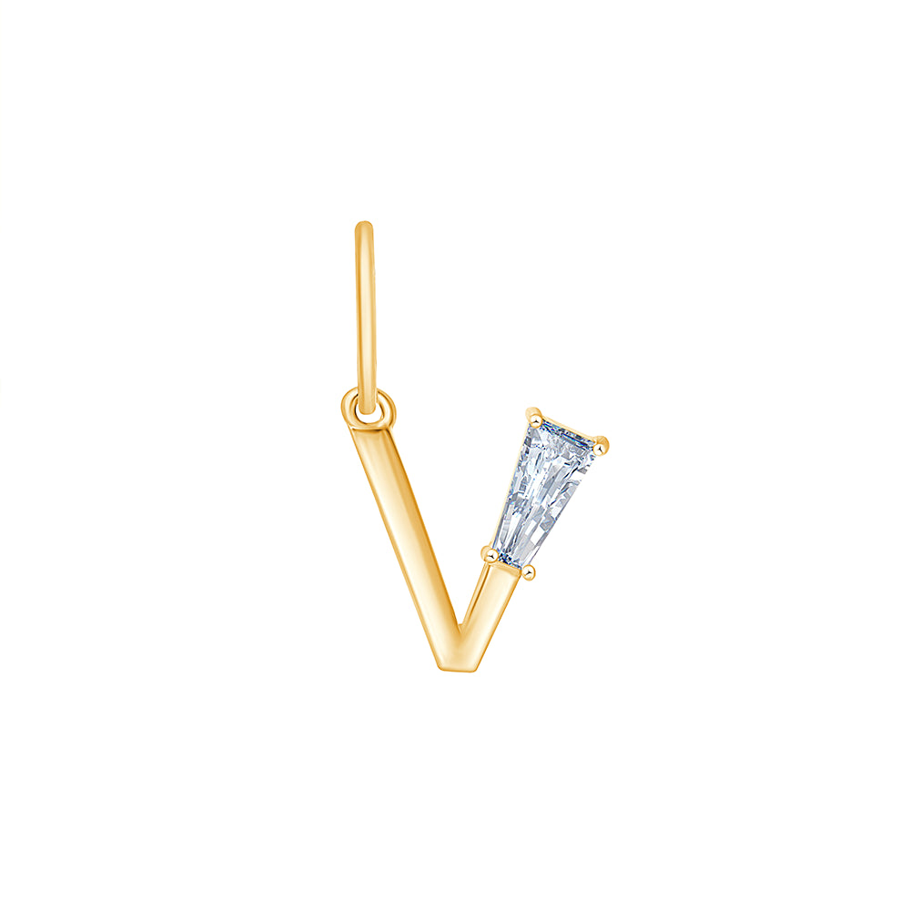 Baguette Cut Initial V Pendant