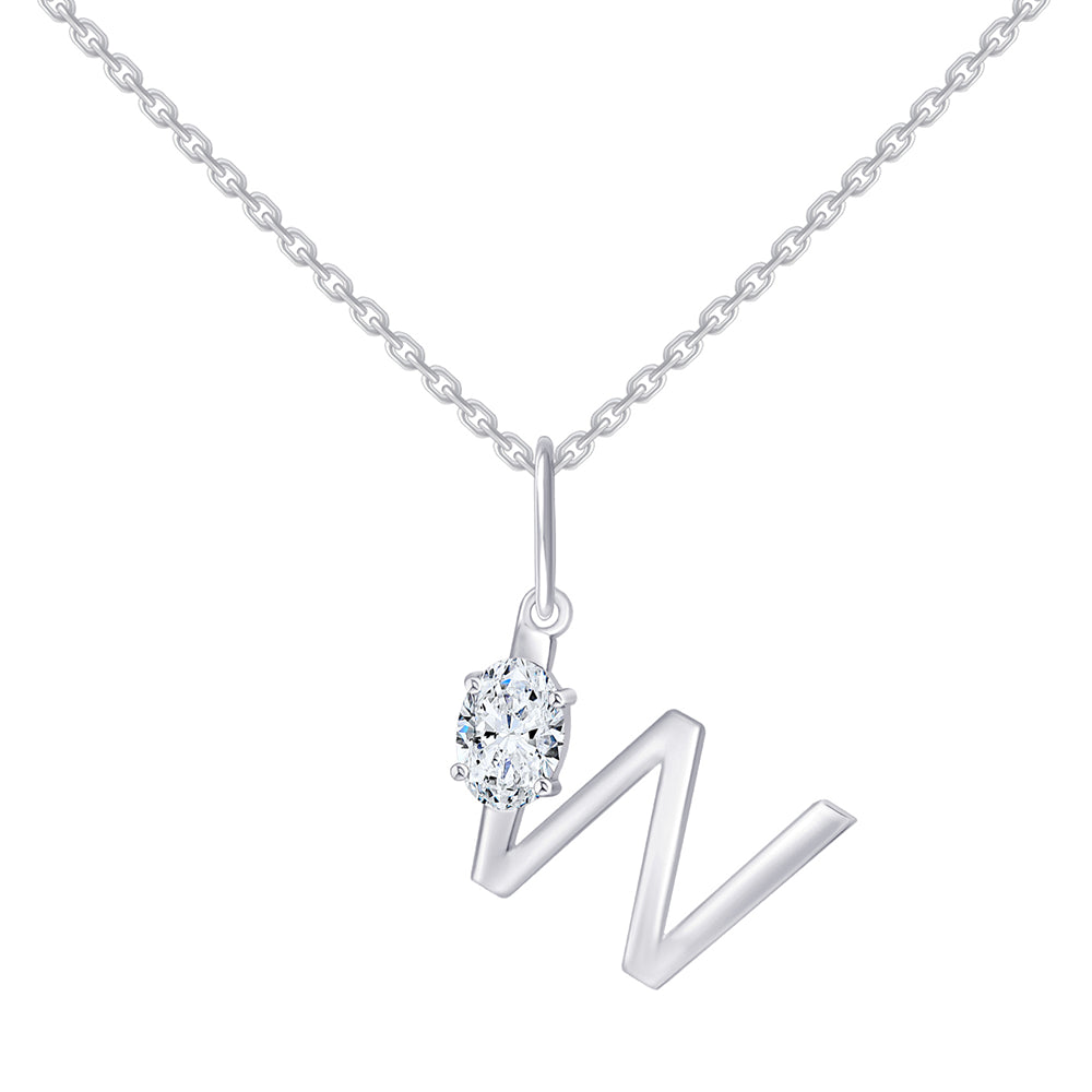 Oval Cut Initial W Pendant