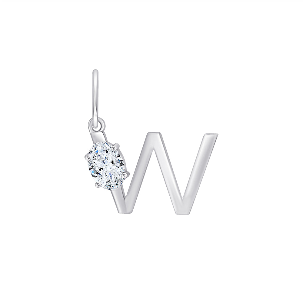 Oval Cut Initial W Pendant