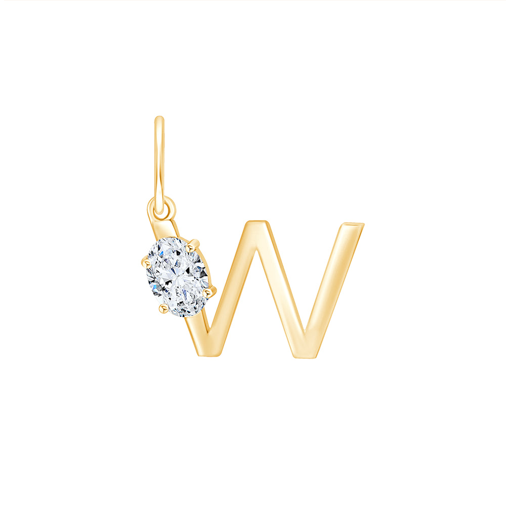 Oval Cut Initial W Pendant