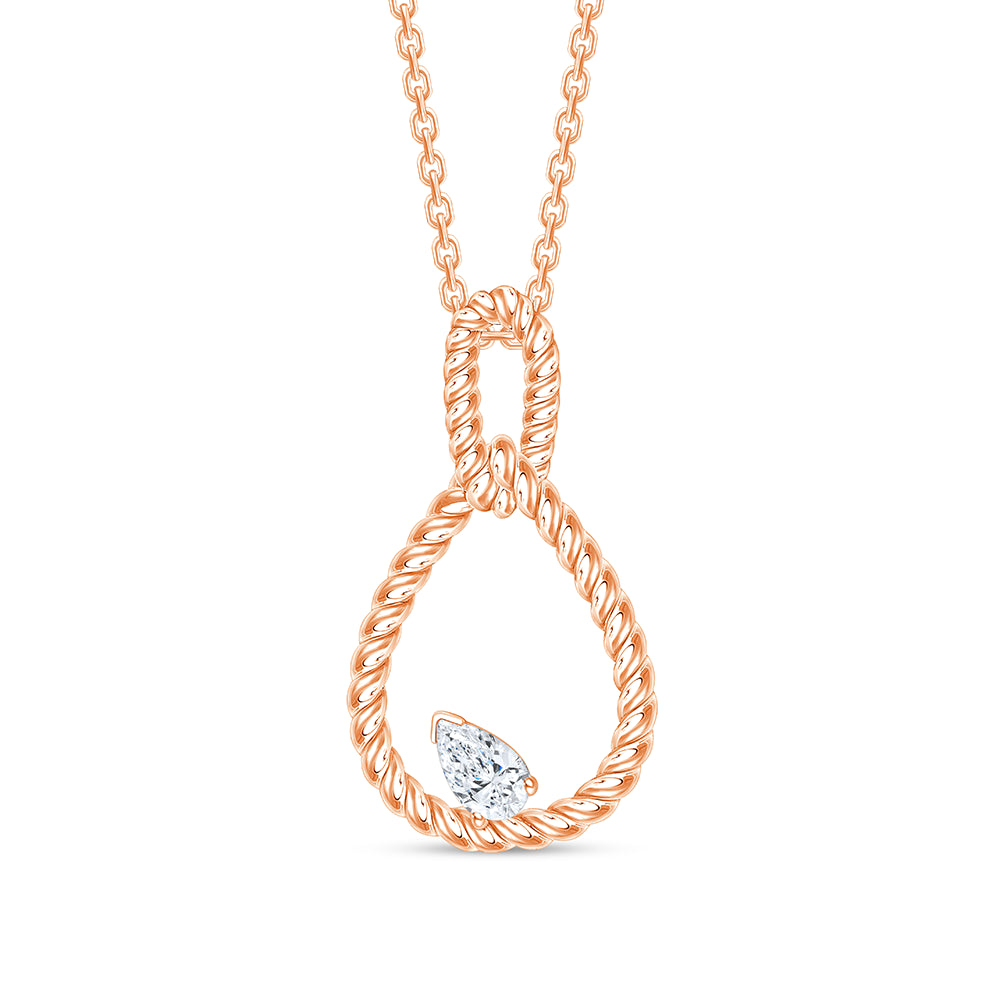 Pear Cut Rope Twist Diamond Pendant