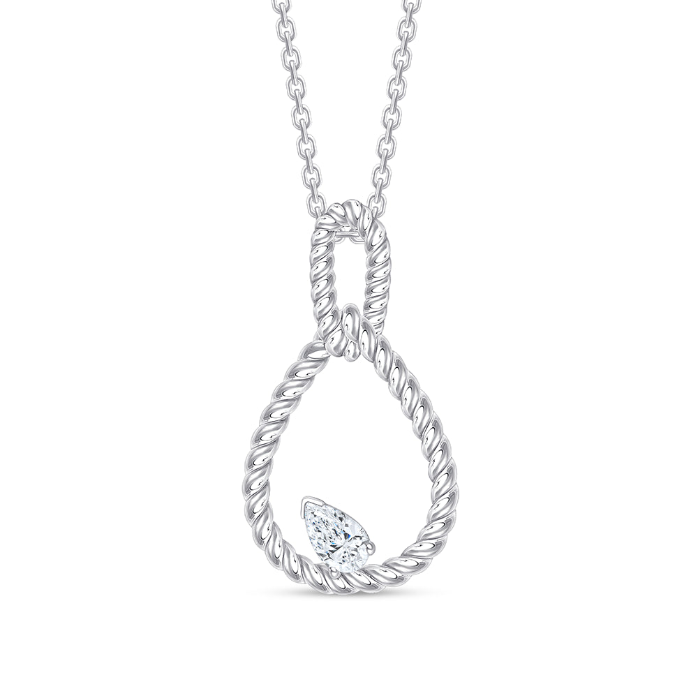 Pear Cut Rope Twist Diamond Pendant