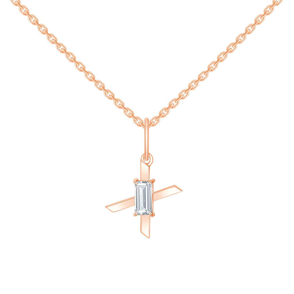 Baguette Cut Initial X Pendant