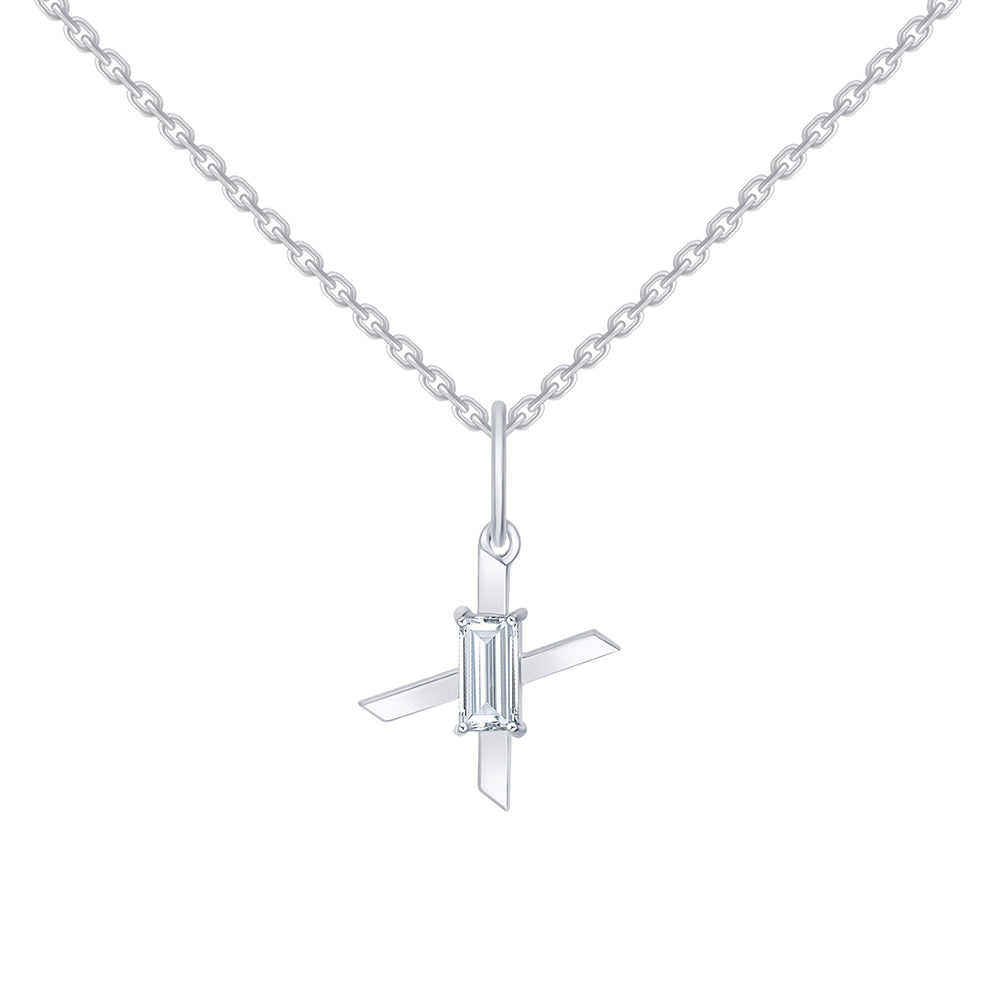 Baguette Cut Initial X Pendant
