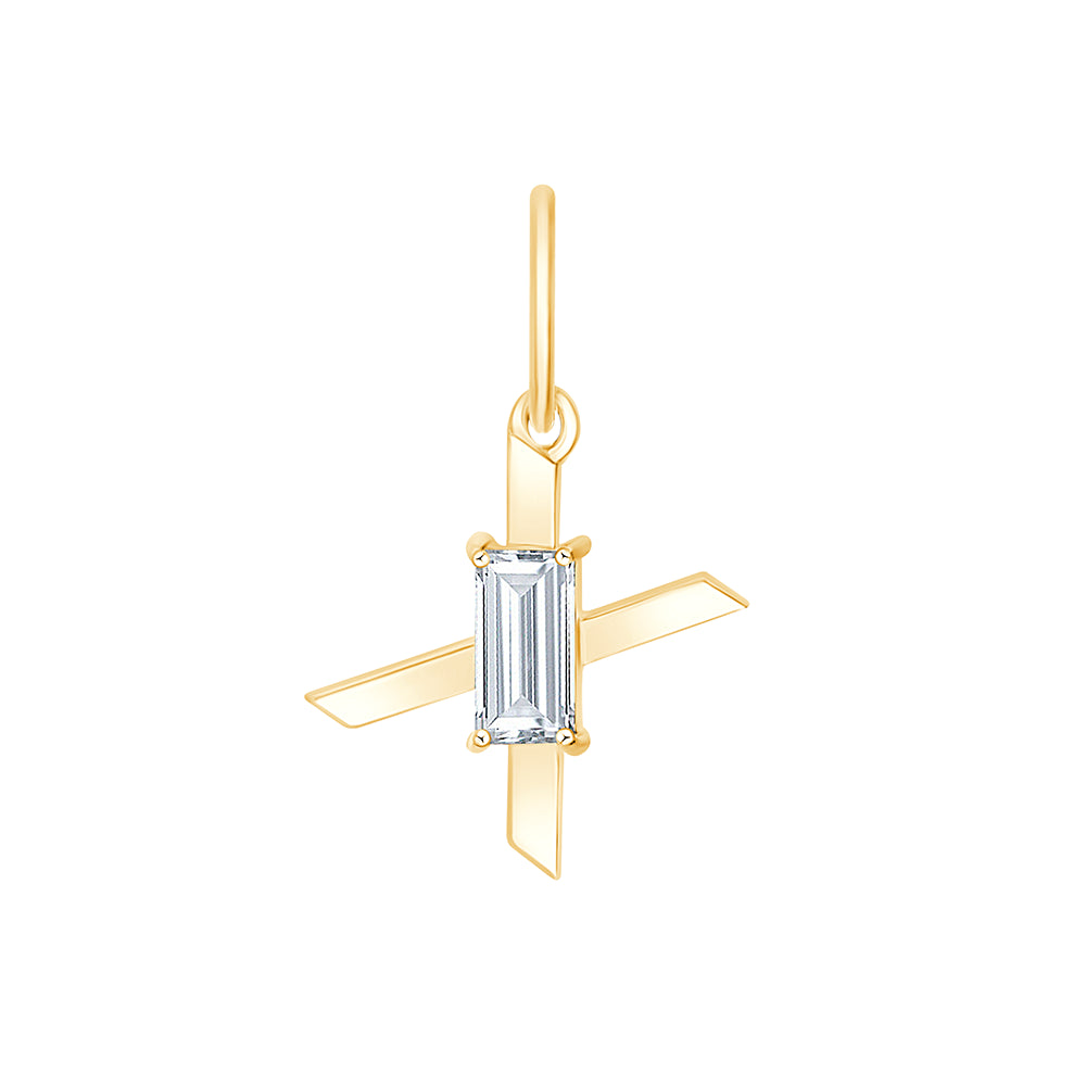Baguette Cut Initial X Pendant