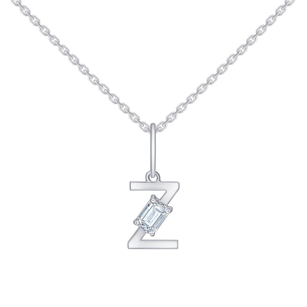 Emerald Cut Initial Z Pendant