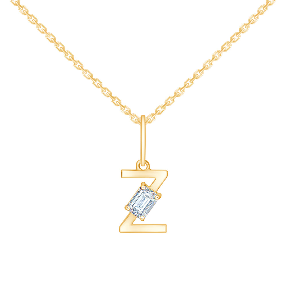 Emerald Cut Initial Z Pendant