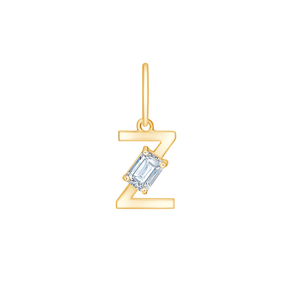 Emerald Cut Initial Z Pendant