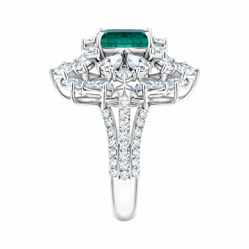 SemiPrecious Emerald Floral Ring