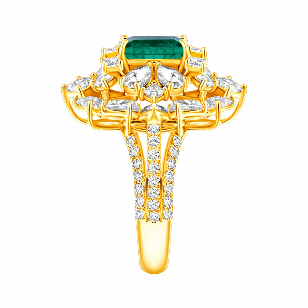 SemiPrecious Emerald Floral Ring