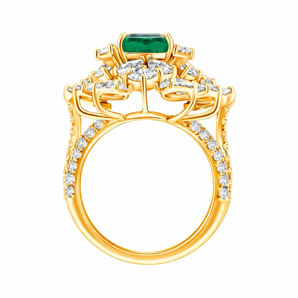 SemiPrecious Emerald Floral Ring