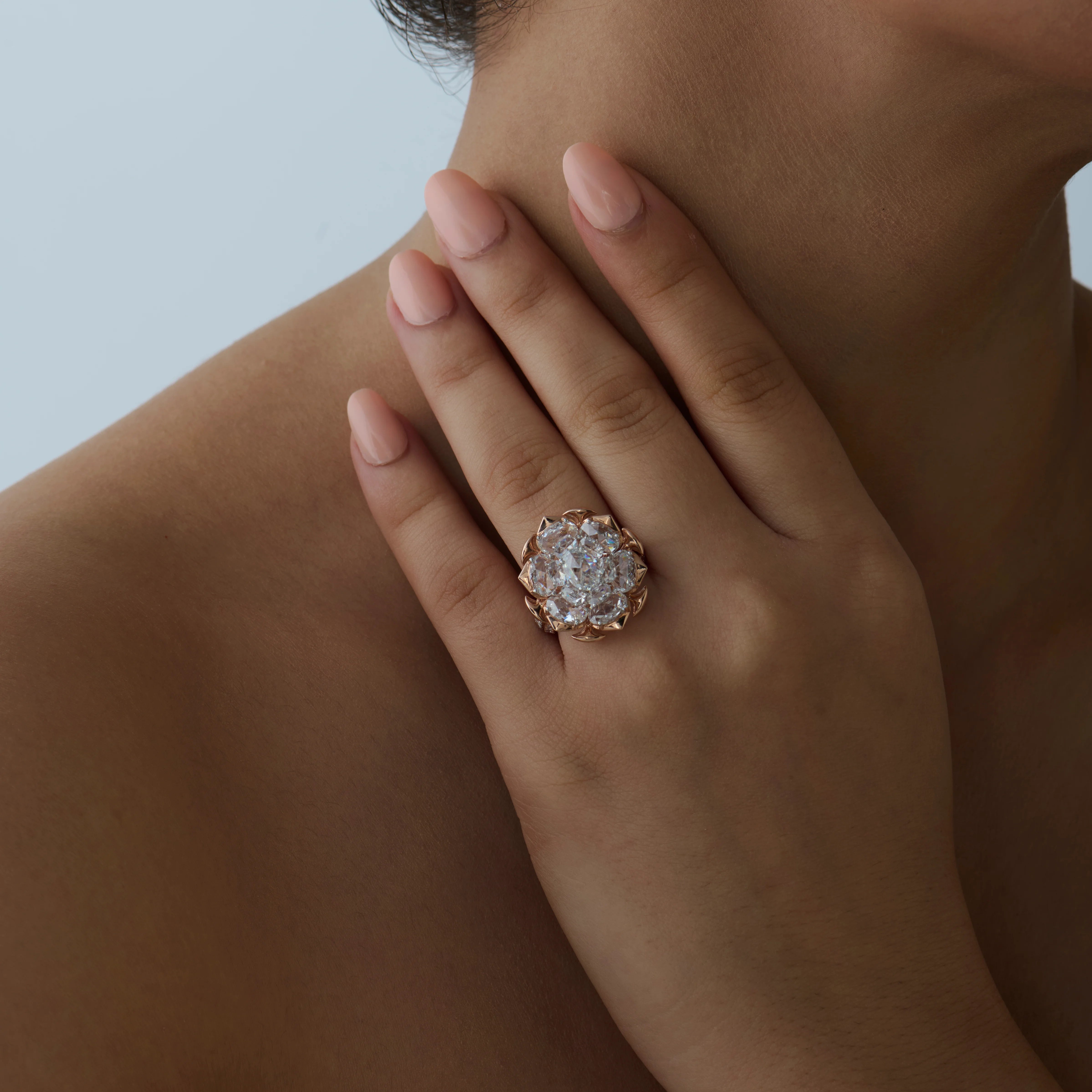 Rose Cut Floral Statement Ring