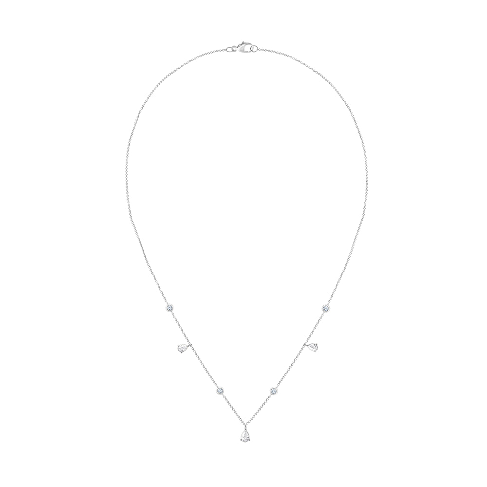 Pear  Brilliant Cut Station Necklace 