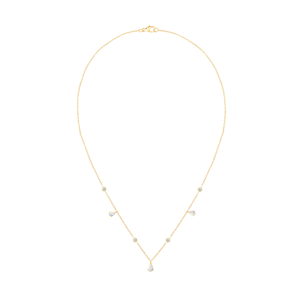 Pear  Brilliant Cut Station Necklace 