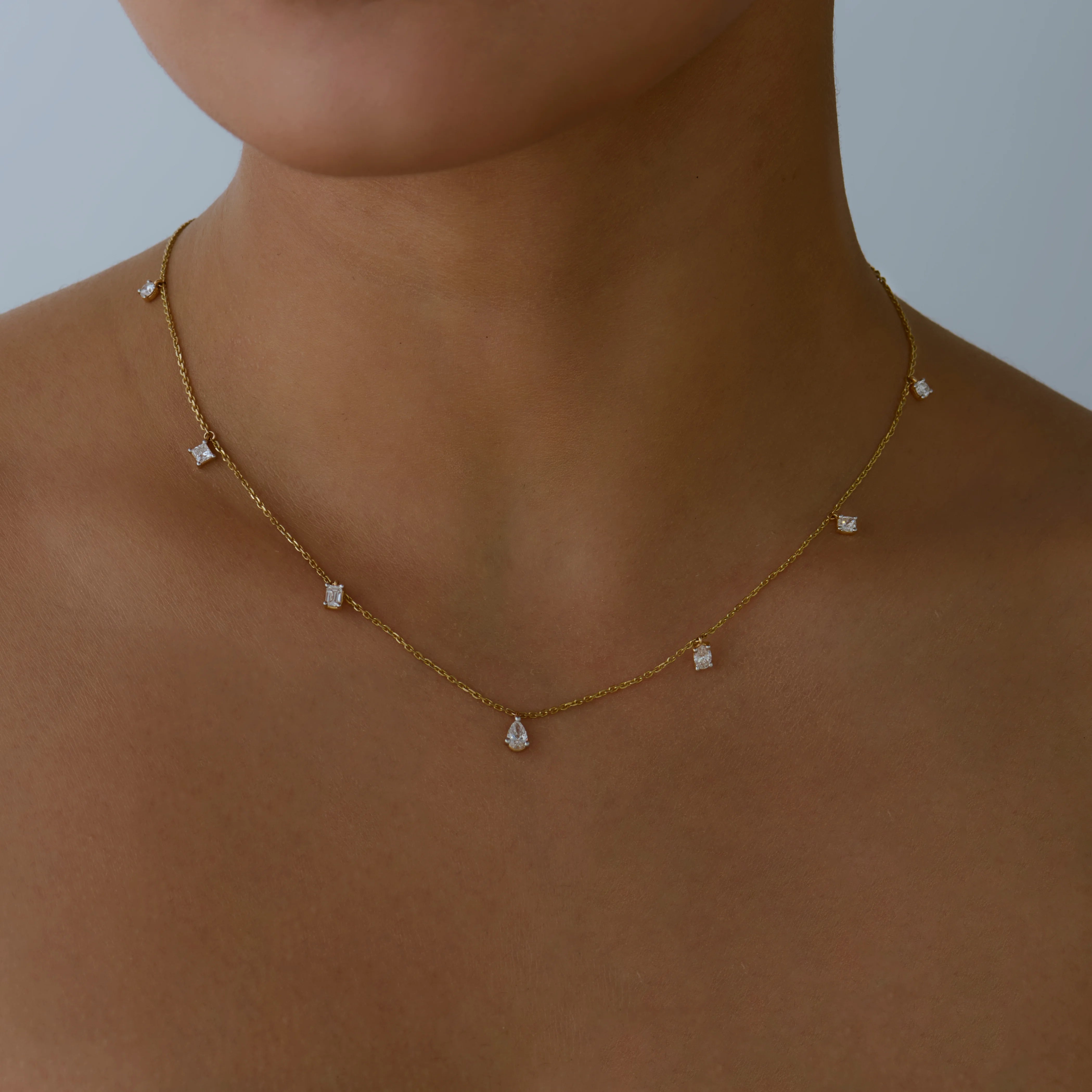 Mixed Cut Station Necklace 