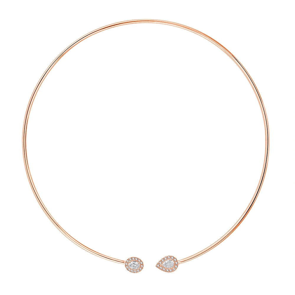 Oval and Pear Cut Halo Tube Necklace